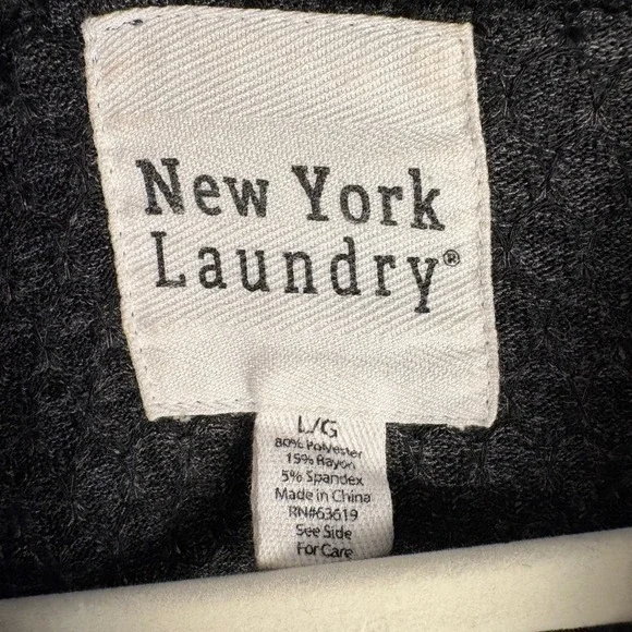 New York Laundry Women's Gray Textured Cowl Neck Tunic Top Button Detail L - Picture 9 of 12